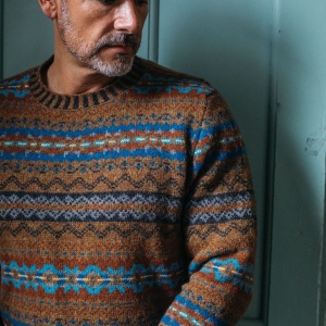 Eribe Knitwear Brodie Fairisle Sweater in Drift Wood