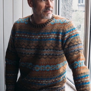 Eribe Knitwear Brodie Fairisle Sweater in Drift Wood