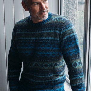 Eribe Knitwear Brodie Fairisle Sweater in Kingfisher