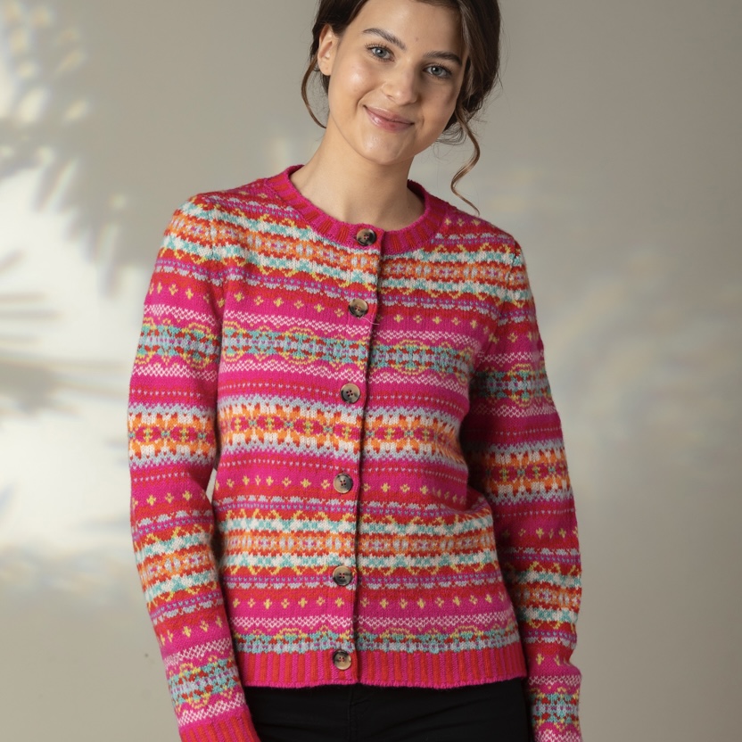 Eribe Kinross Fairisle Cardigan Foxglove