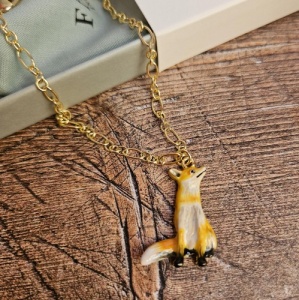 FABLE England Enamel Fox Short Necklace