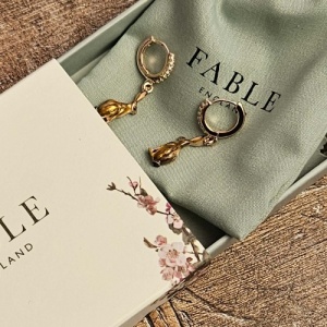 FABLE England Enamel Hare Huggie Earrings