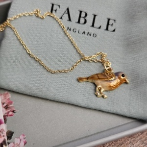 FABLE England Enamel Robin Necklace