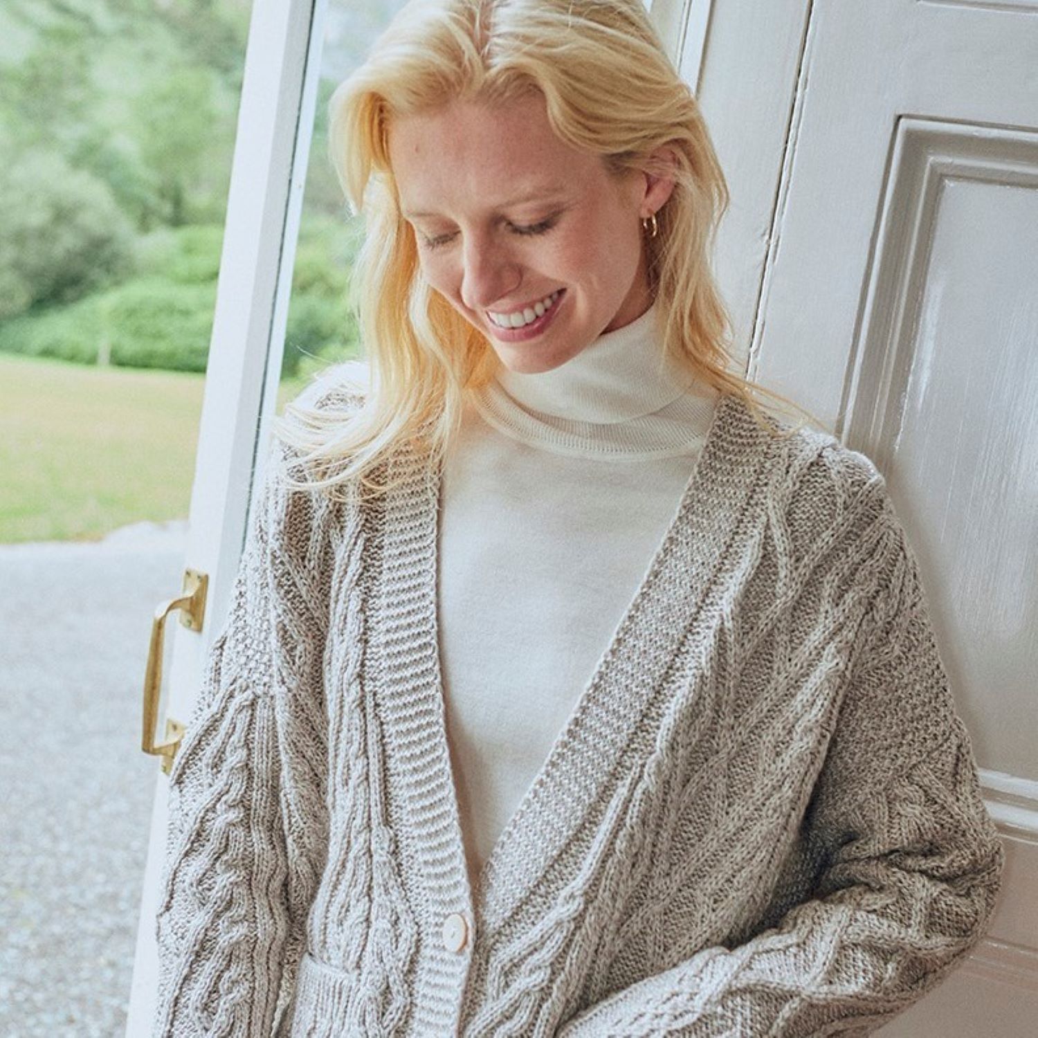 Boxy Aran Cardigan in Soft Merino