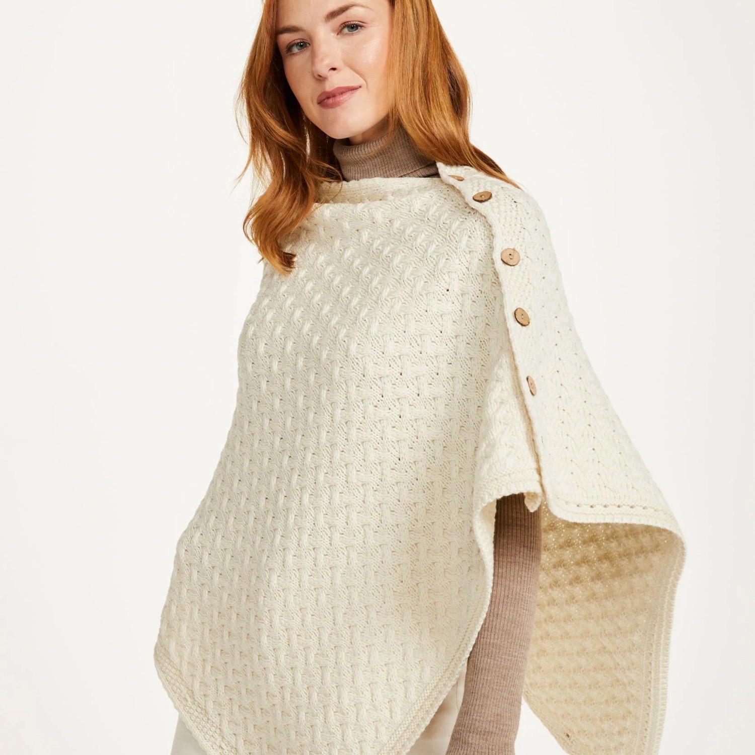 Glenbeigh Aran Poncho or Shrug- White