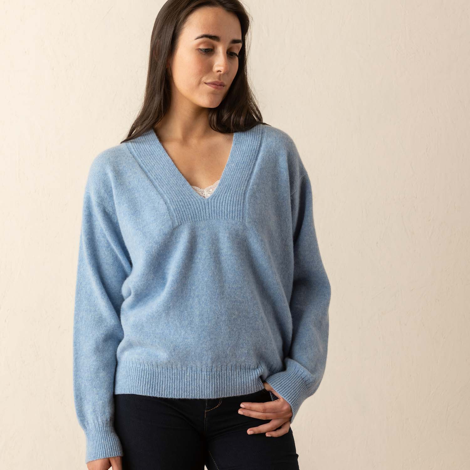 Eribe Corry Deep V-Neck Sweater - Glacier