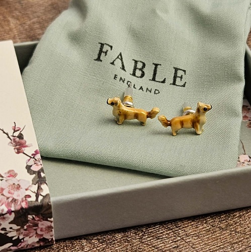 FABLE England Enamel Corgi Earrings