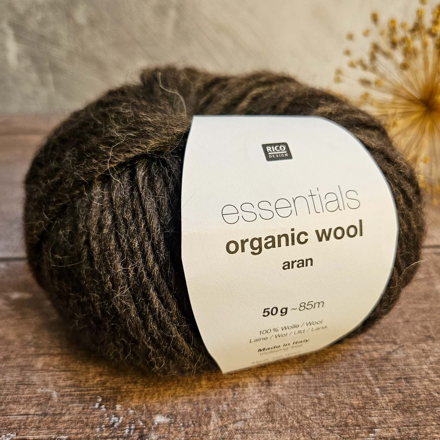 Rico Essentials Beige Organic Wool Aran Yarn 50g