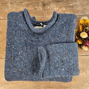 Killaloe Tweed Roll Neck Sweater - Jeans Blue